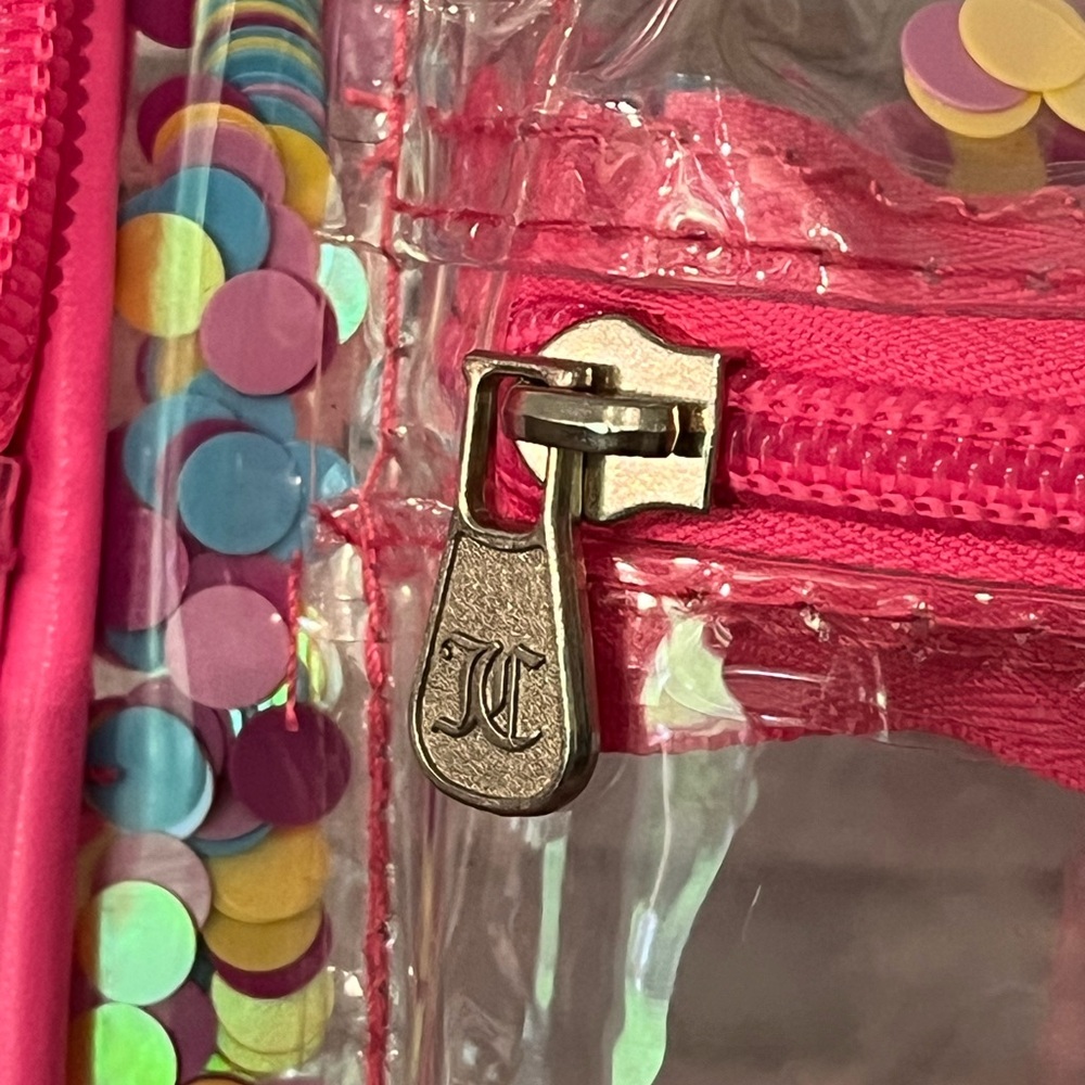 Juicy Couture Pink Mini Backpack Clear Vinyl Sequin Confetti - Picture 4 of 9